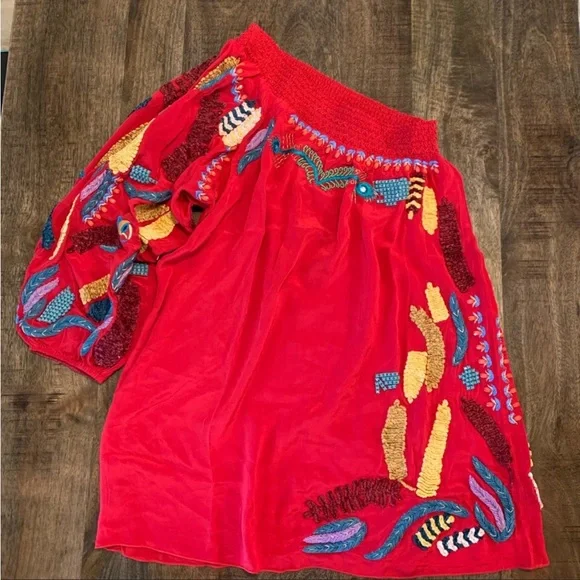 Embroidered One Shoulder Farm Rio Dress - Picture 5 of 9